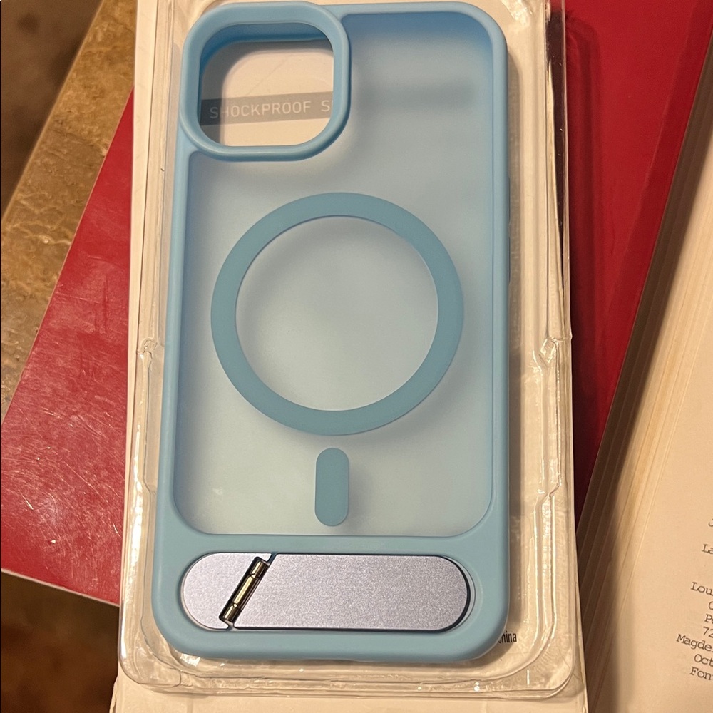 Light Blue Magnetic Phone Case with Kickstand for iPhone 14/13 6.1 New In Box